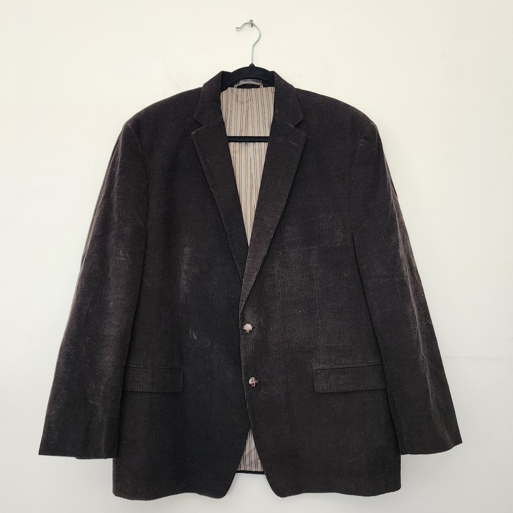 Vintage Chaps Mens Brown Corduroy Blazer Elbow Patches Sport Coat 48R Old Money